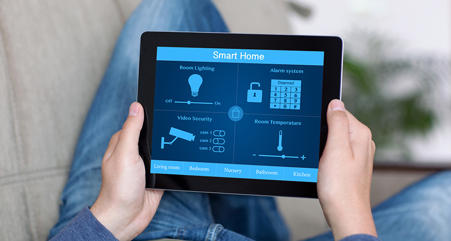The ability to access and control security components from a mobile device is one of the top smart home trends in Charlottesville. Close-up of smart home security app.